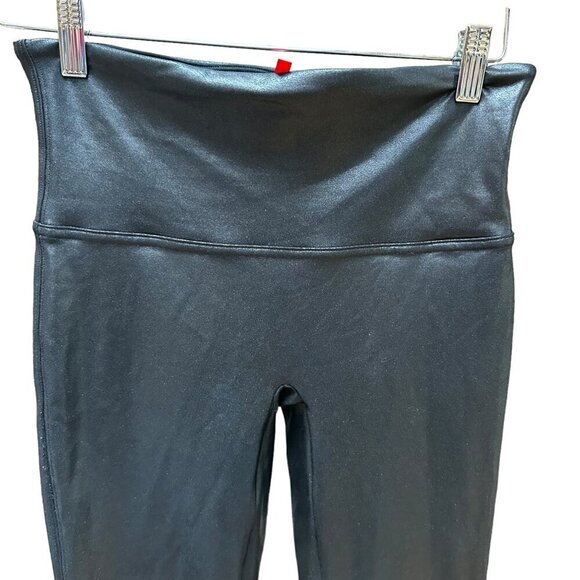 Spanx Leggings High-Waisted Pull On Stretch Faux Leather Black Slimming Size L - Picture 2 of 5